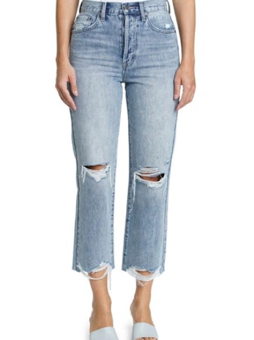 Pistola Cassie High Waist Ripped Crop Jeans Womens 27 Los Feliz Raw Hem Straight - Picture 1 of 14